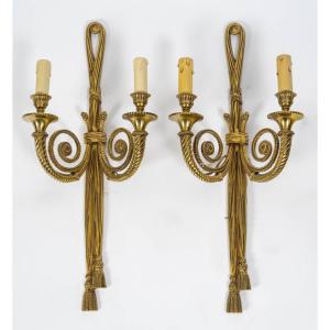 Paire appliques en bronze doré. Début XXéme.
