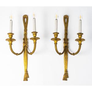 Pair Of Gilt Bronze Sconces. Early 20th Century.