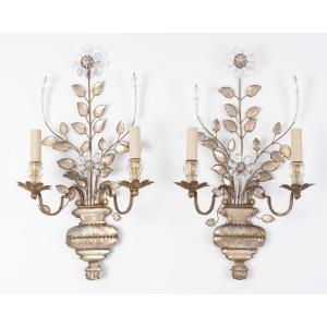 Paire d'appliques à la Marguerite, de la Maison Baguès. XXe siècle.