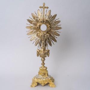 Silver And Vermeil Monstrance Decorated With Cherubs, From The Napoleon III Period (1848–1870), 19th Century