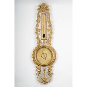 Barometer And Thermometer From The Transition Period Between The Reigns Of Louis XV And Louis XVI. 18th Century.