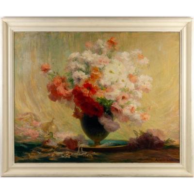 Achille Cesbron (1849 - 1913) : Bouquet De Fleurs.
