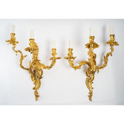 Pair Of Louis XV Style Wall Lights.