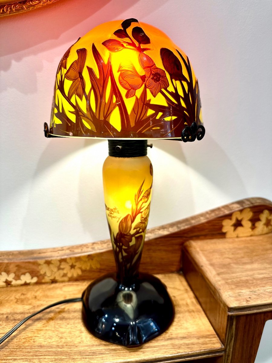 Lampe Champignon Art Nouveau "A.Delatte"-photo-4