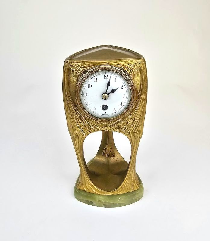 Art Nouveau Pendulum In Gilt Bronze "aux Pins"-photo-2