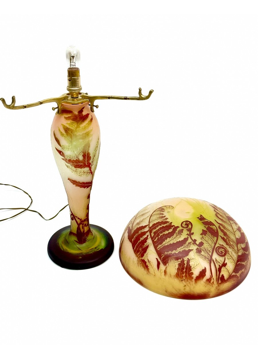 Lampe Champignon Art Nouveau "aux Fougères"-photo-1