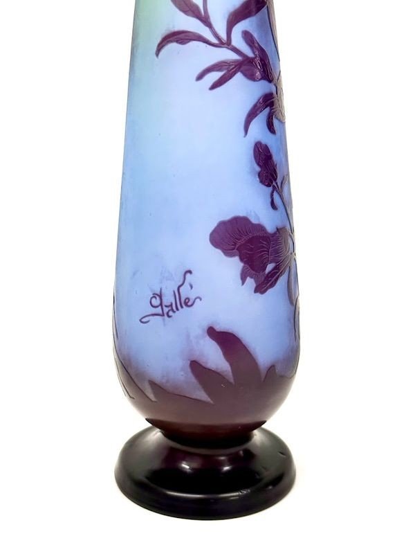 Emile Gallé Grand Vase Art Nouveau "Décor floral"-photo-4
