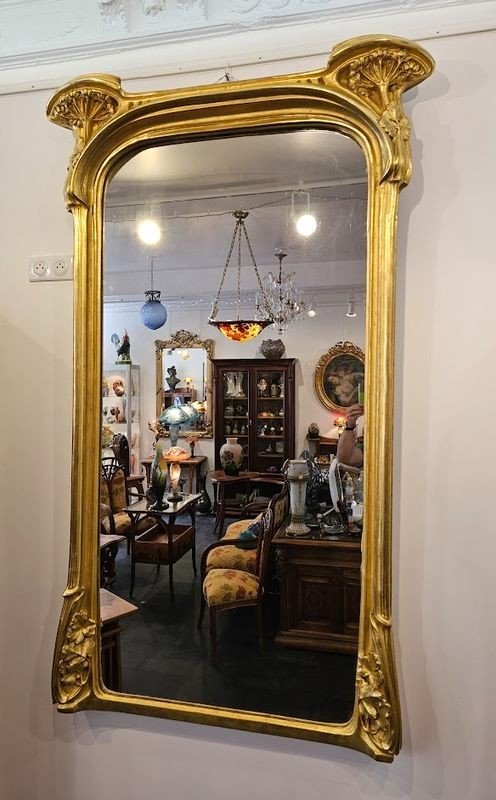 Eugène Vallin Miroir Art Nouveau "aux Ombelles"-photo-7