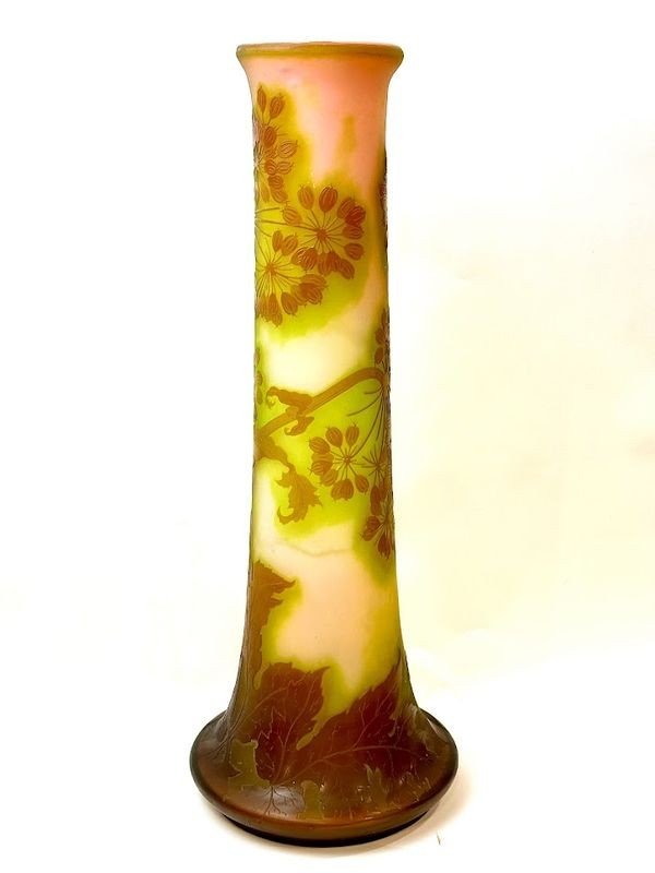 Emile Gallé Large Art Nouveau Vase 'aux Umbelles'-photo-2