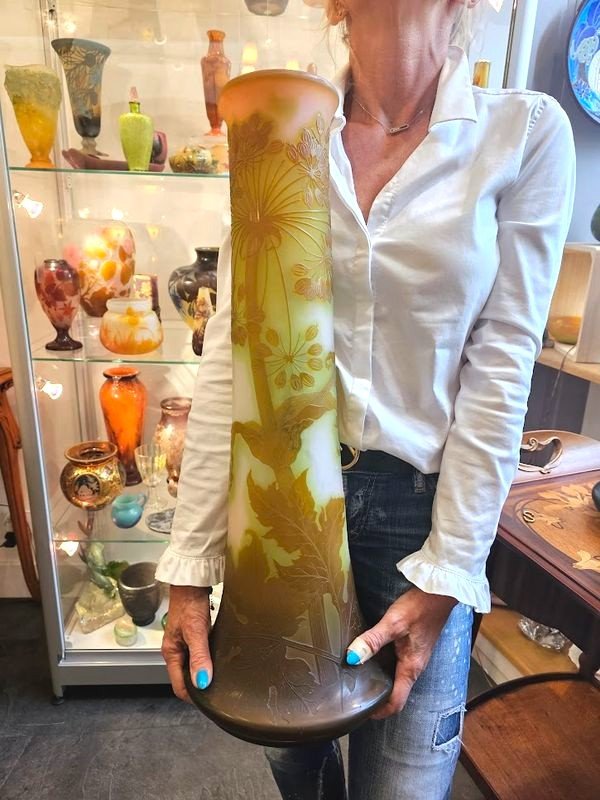Emile Gallé Large Art Nouveau Vase 'aux Umbelles'-photo-5