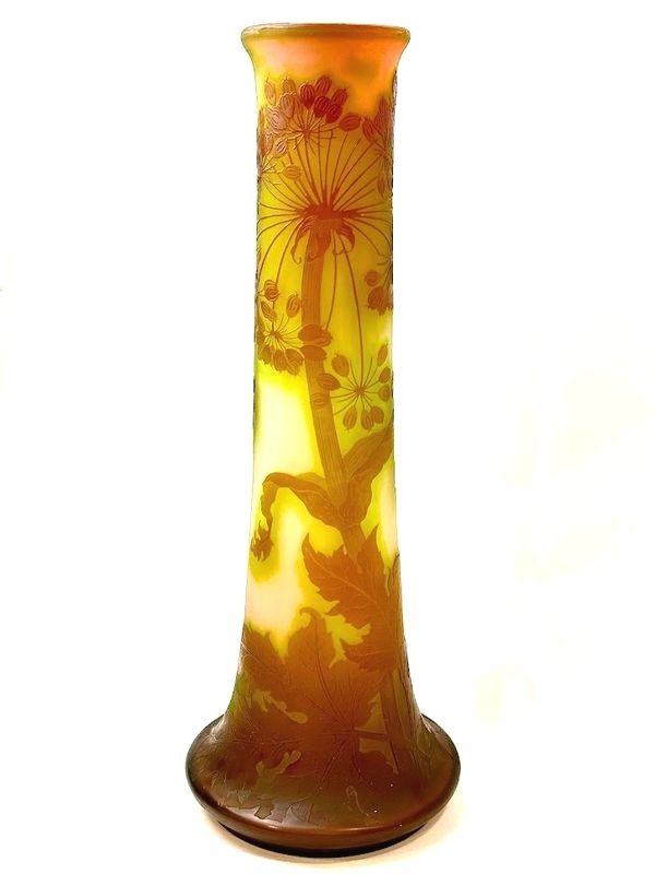 Emile Gallé Large Art Nouveau Vase 'aux Umbelles'