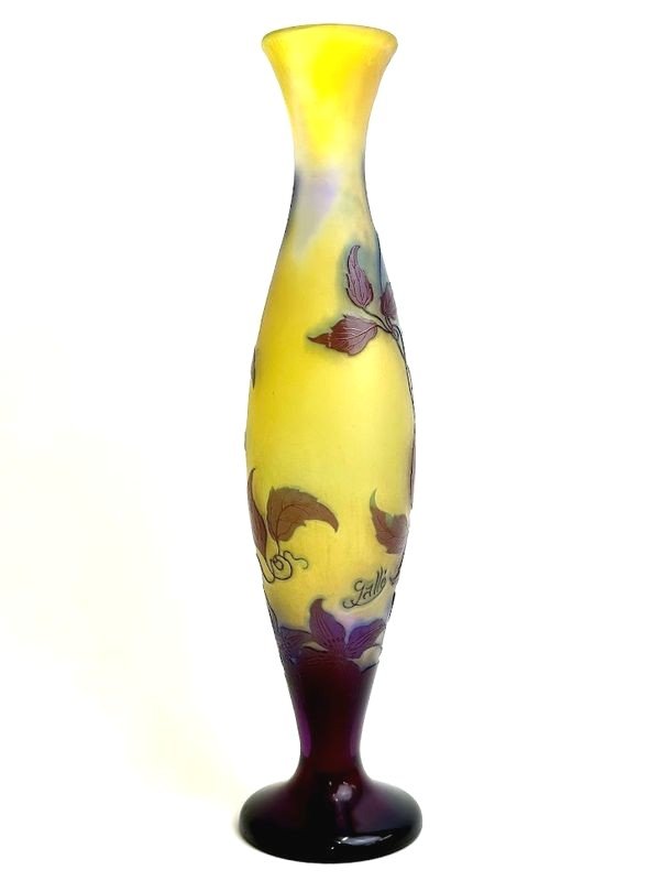 Emile Gallé Vase Art Nouveau  "clématites'-photo-2