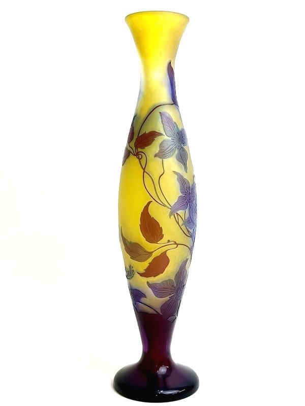 Emile Gallé Vase Art Nouveau  "clématites'-photo-3