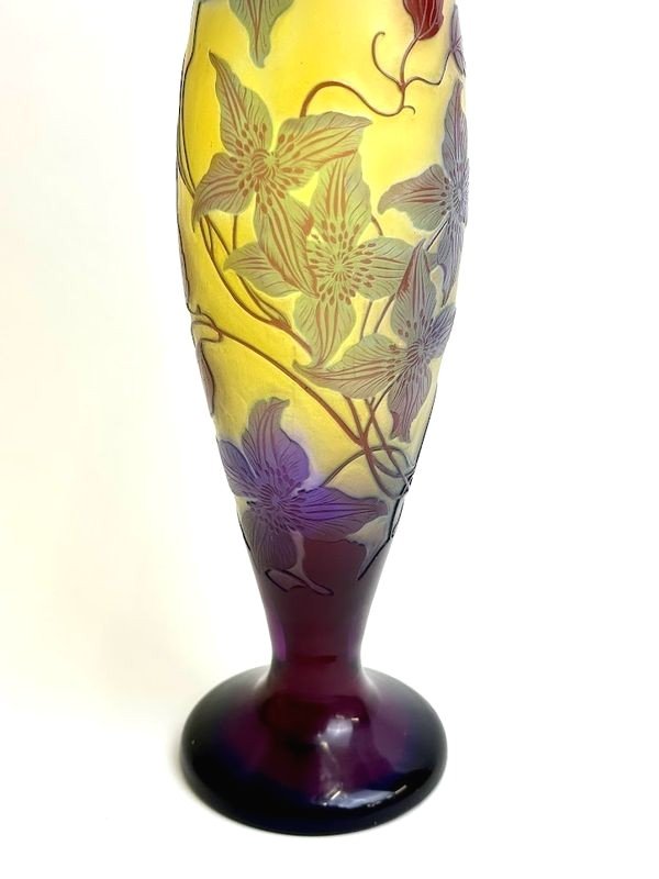 Emile Gallé Vase Art Nouveau  "clématites'-photo-2