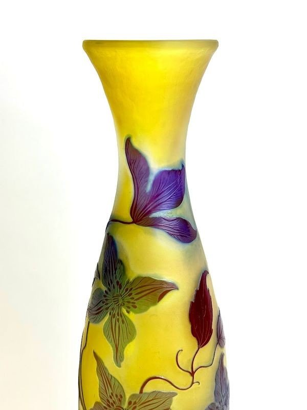 Emile Gallé Vase Art Nouveau  "clématites'-photo-3