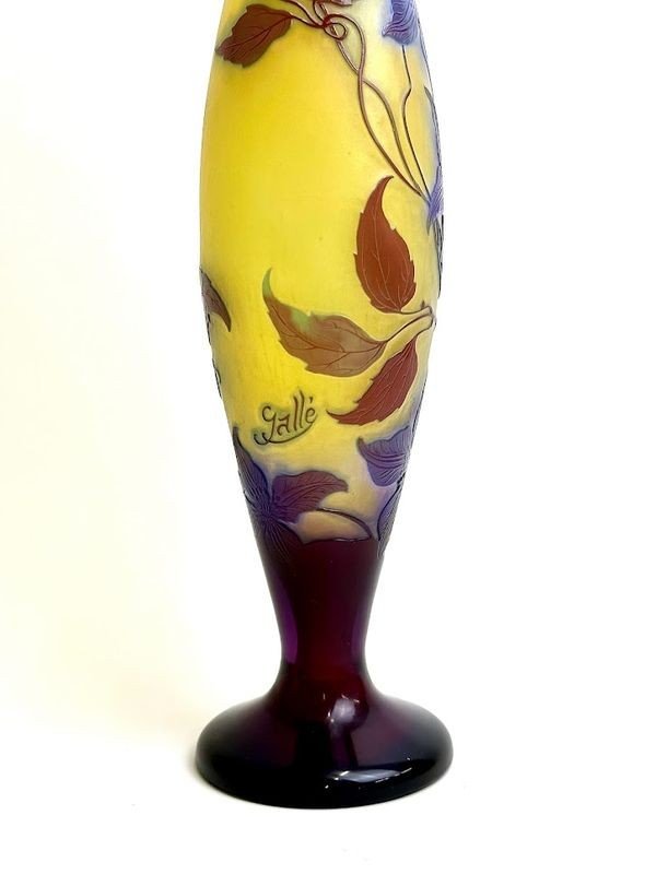 Emile Gallé Vase Art Nouveau  "clématites'-photo-4