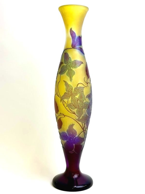 Emile Gallé Vase Art Nouveau  "clématites'