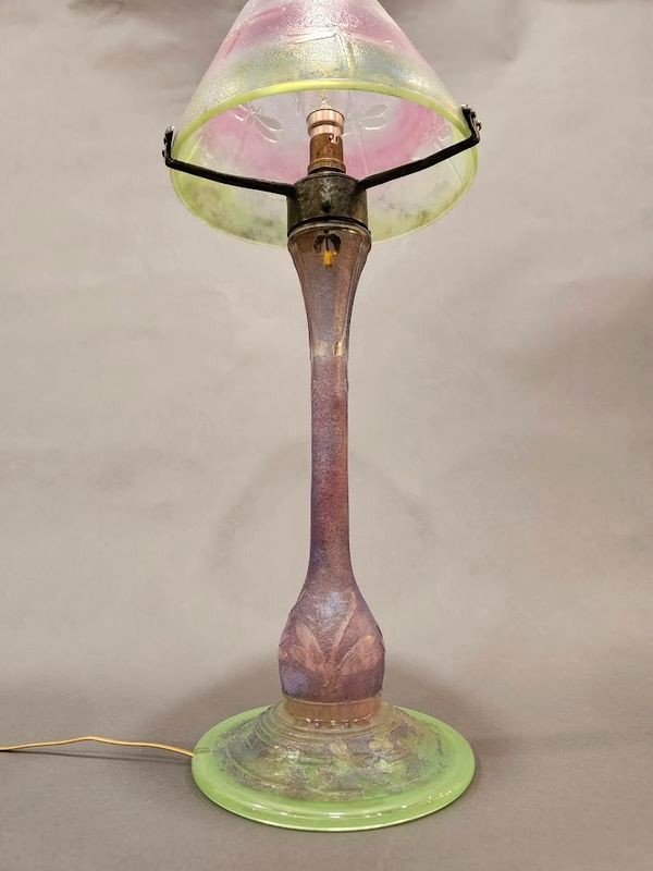 Daum Nancy Lampe Champignon Art Nouveau "Libellules"-photo-4
