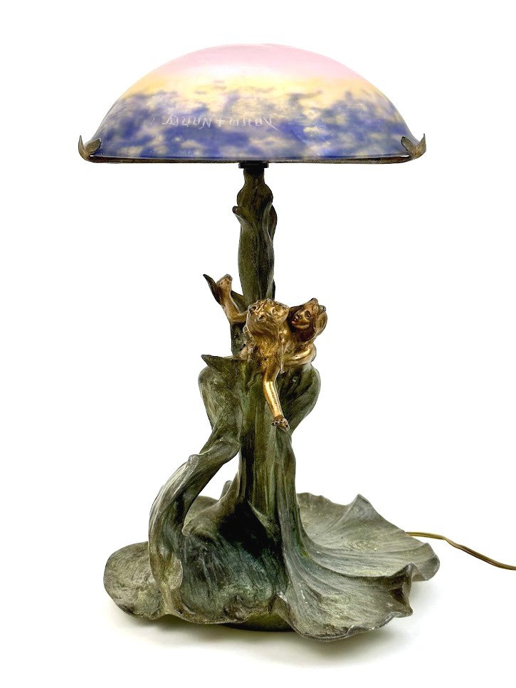 Daum Art Nouveau Lamp "with Nymphs"-photo-2