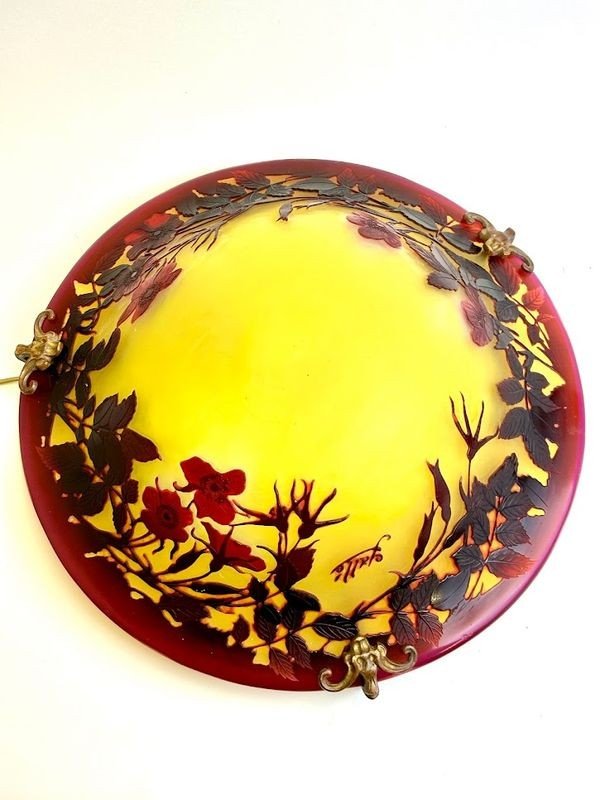 Emile Gallé Plafonnier "Aux Roses"-photo-2