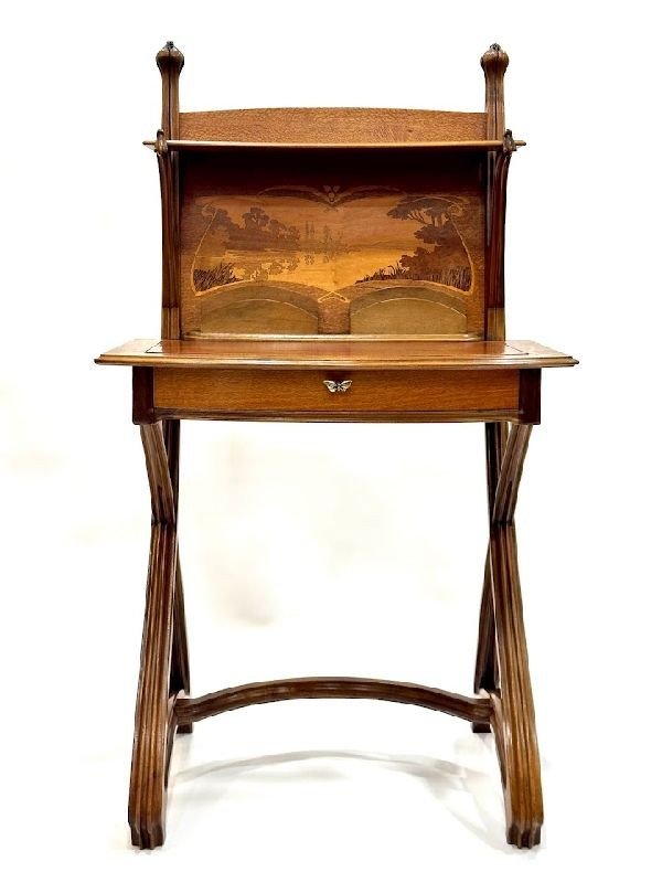 Louis Majorelle Bureau Art nouveau "Paysage Lacustre"-photo-2