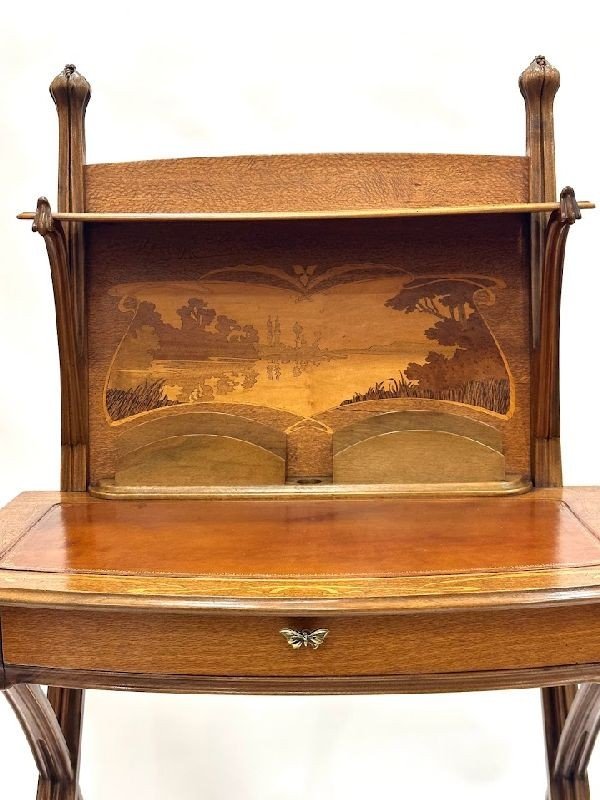 Louis Majorelle Bureau Art nouveau "Paysage Lacustre"-photo-3