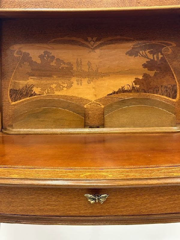 Louis Majorelle Bureau Art nouveau "Paysage Lacustre"-photo-4