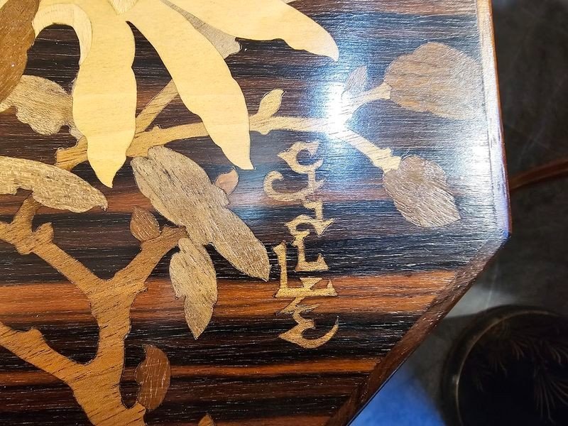Emile Gallé Modernist Coffee Table “magnolias”-photo-4