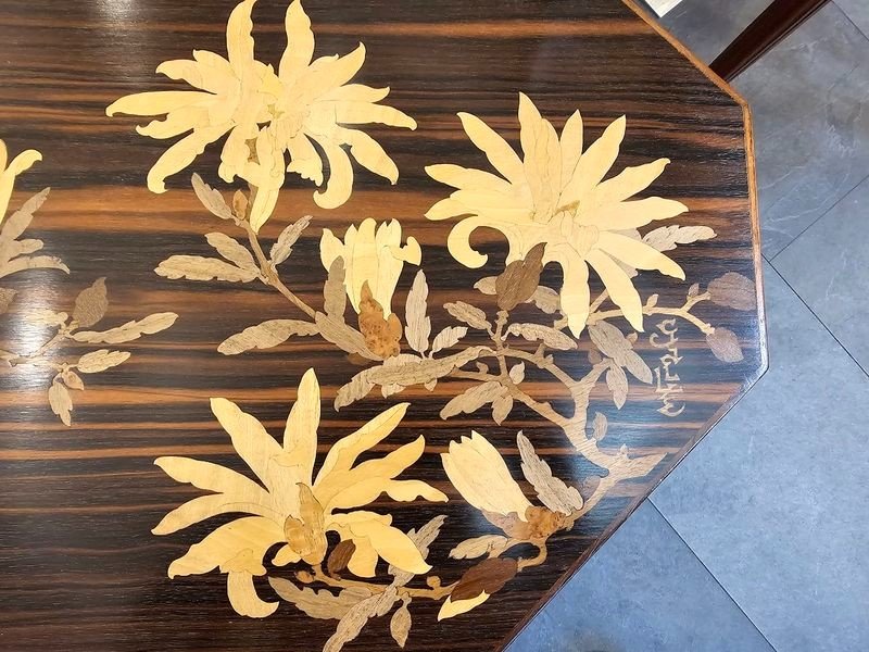 Emile Gallé Modernist Coffee Table “magnolias”-photo-1