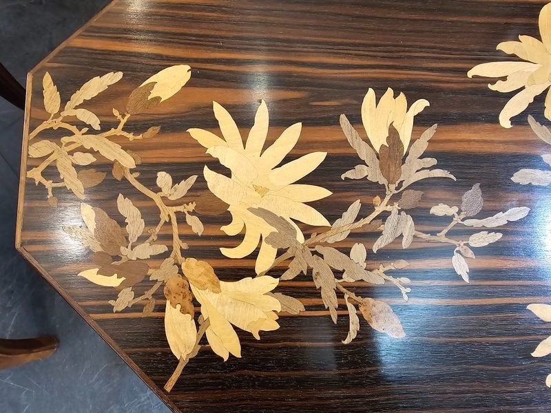 Emile Gallé Modernist Coffee Table “magnolias”-photo-2
