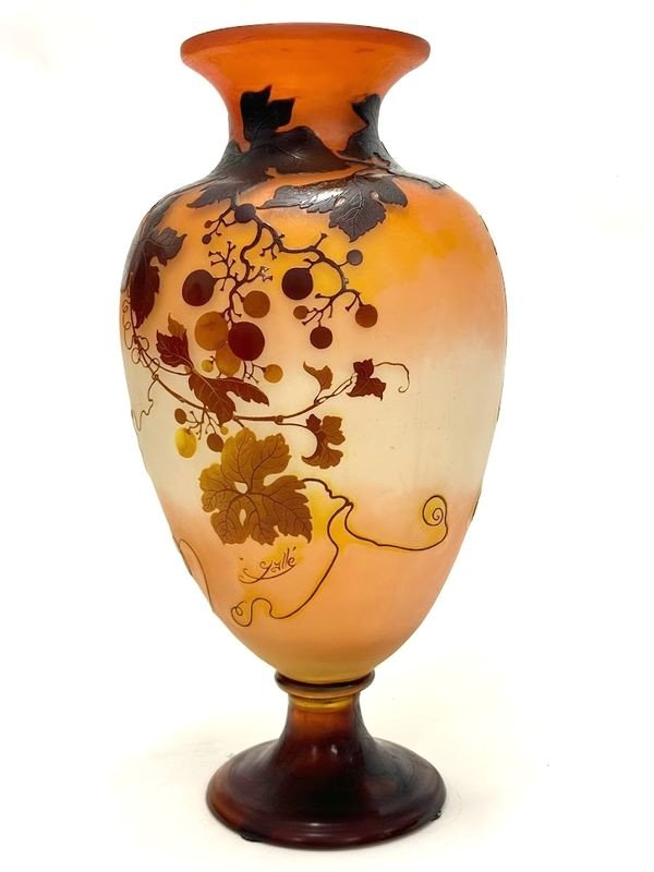 Emile Gallé Art Nouveau Vase "virgin Vine"-photo-1