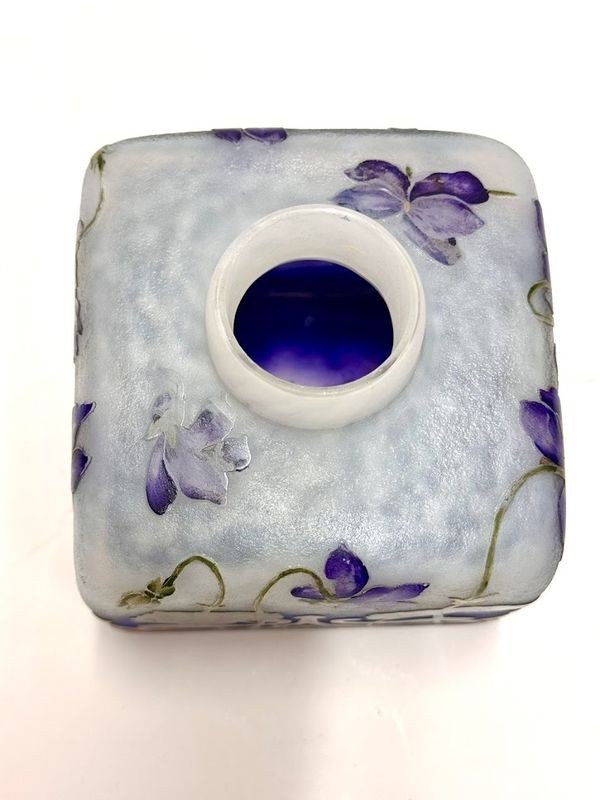 Daum Nancy Encrier Art Nouveau "Violettes et Libellules"-photo-2