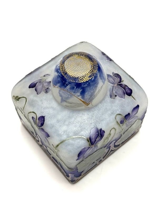 Daum Nancy Encrier Art Nouveau "Violettes et Libellules"-photo-7