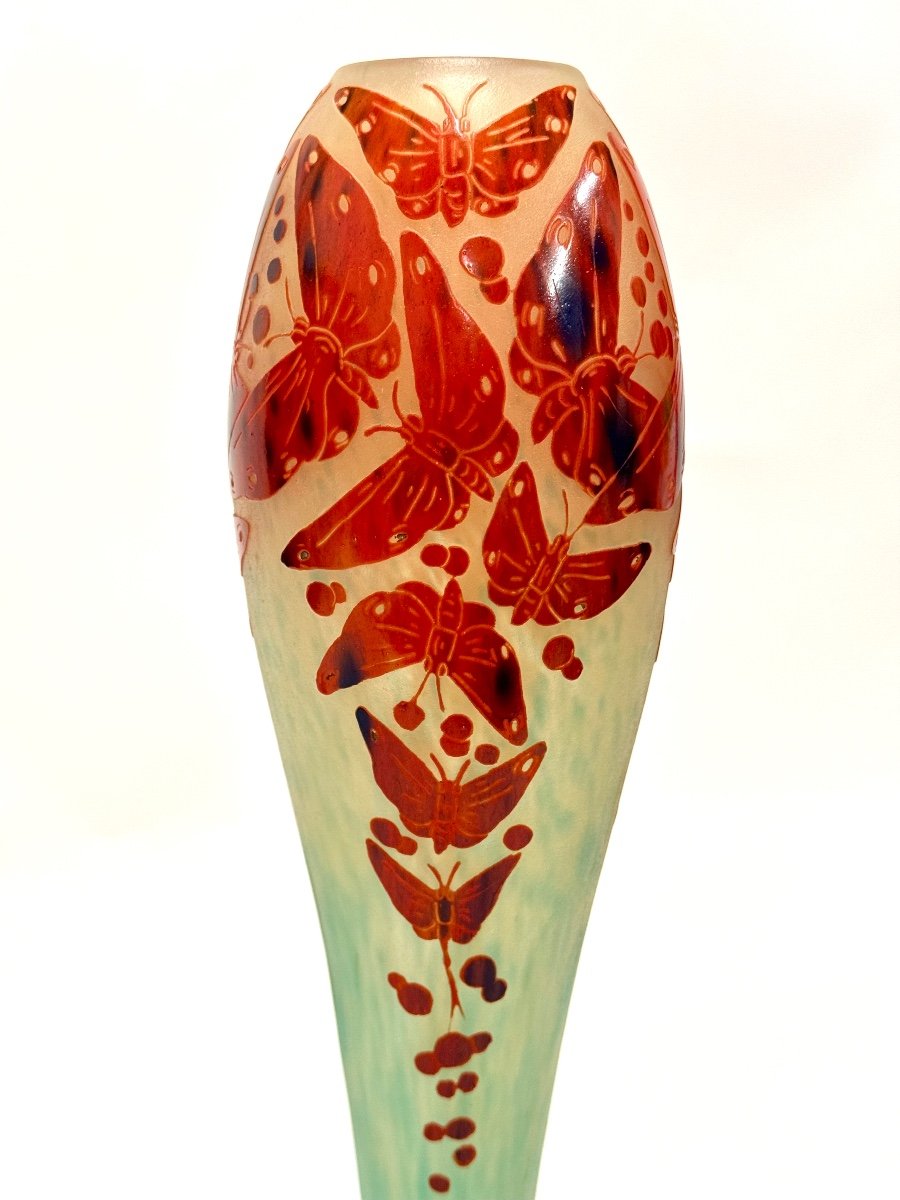 Grand Vase Le Verre Français "Aux  Papillons"-photo-3