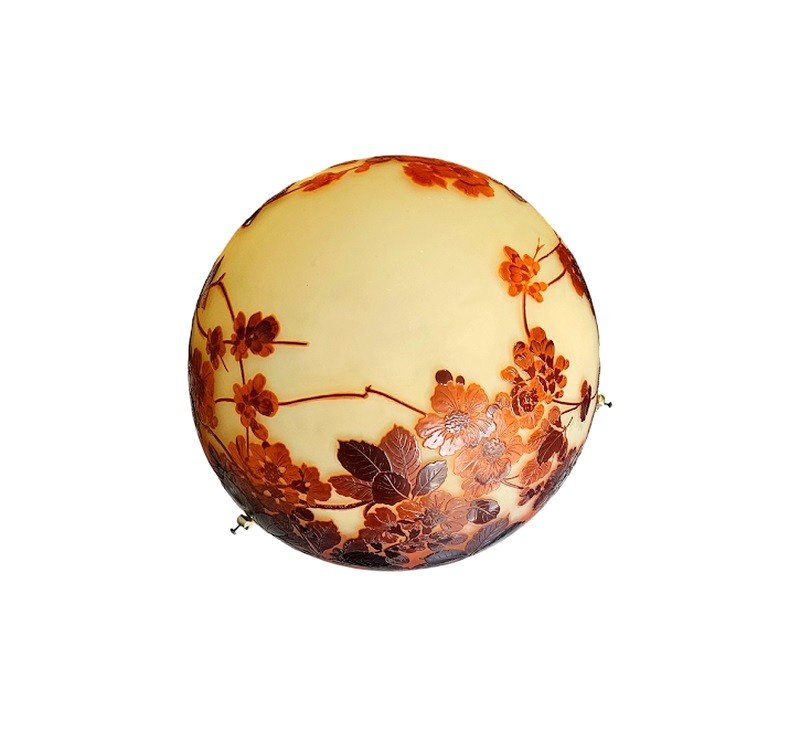 Emile Gallé Art Nouveau Mushroom Lamp "cherry Blossoms"-photo-3