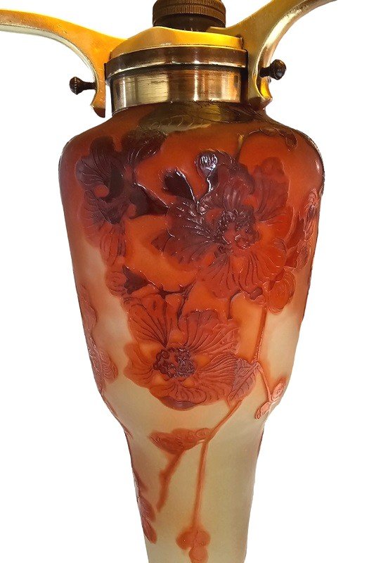 Emile Gallé Art Nouveau Mushroom Lamp "cherry Blossoms"-photo-5