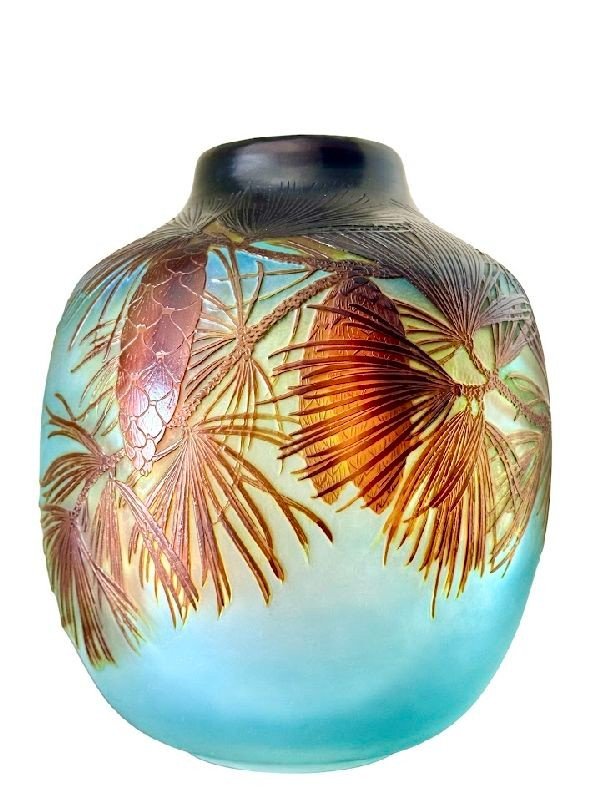 Emile Gallé Important “pine Cones” Vase