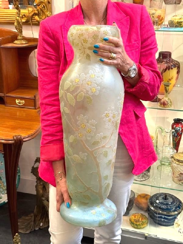 Monumental Vase Legras "Fleurs De Pommiers"-photo-7