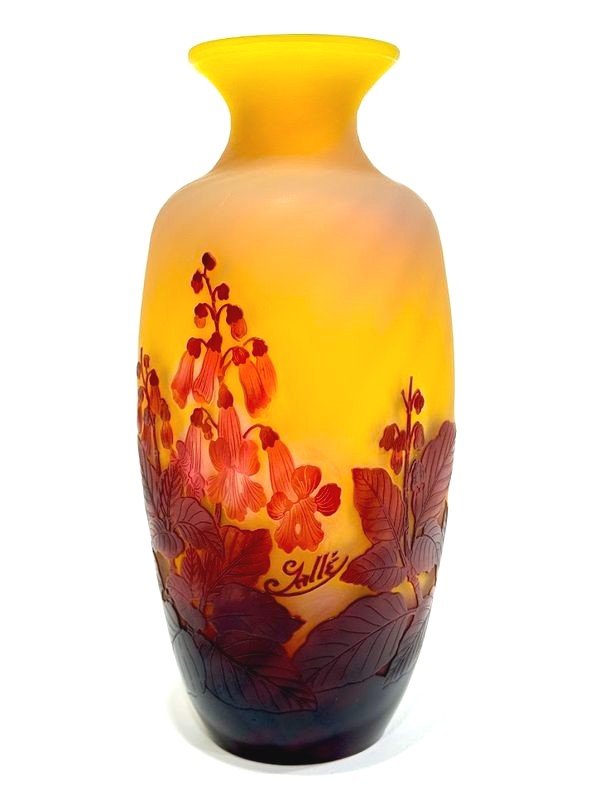 Emile Gallé Art Nouveau Vase “red Bignones”-photo-3