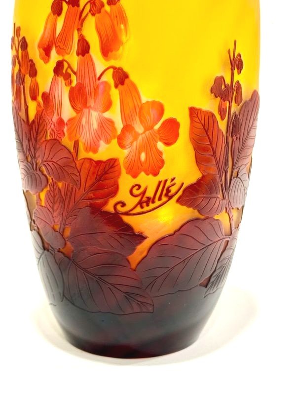 Emile Gallé Art Nouveau Vase “red Bignones”-photo-1