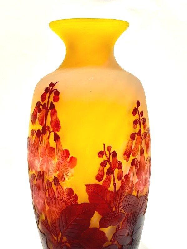 Emile Gallé Art Nouveau Vase “red Bignones”-photo-4