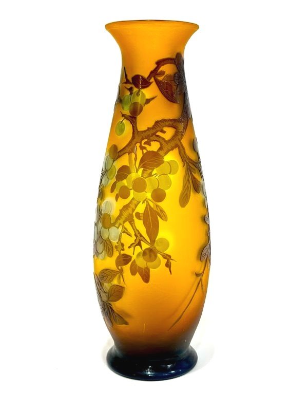 Emile Gallé Vase Art Nouveau  "Aux Prunus"-photo-4