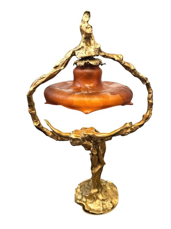 Lampe Emile Gallé et Méliodon "Métamorphose  d'une  Nymphe"-photo-2