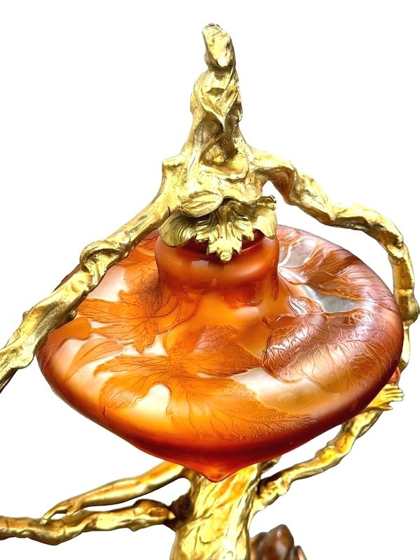Lampe Emile Gallé et Méliodon "Métamorphose  d'une  Nymphe"-photo-3