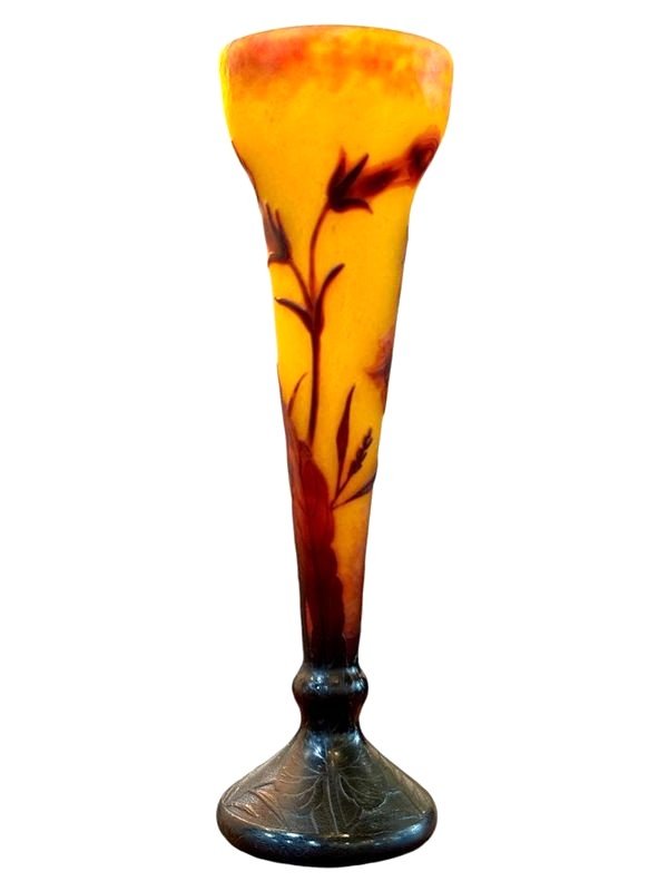 Daum Nancy Art Nouveau Vase "tobacco Flowers"-photo-2