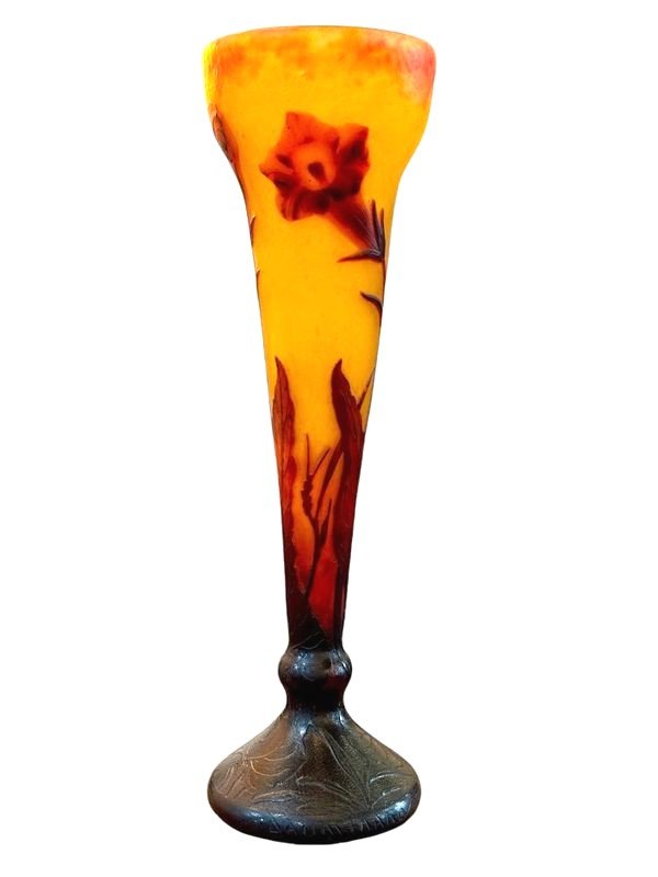 Daum Nancy Art Nouveau Vase "tobacco Flowers"