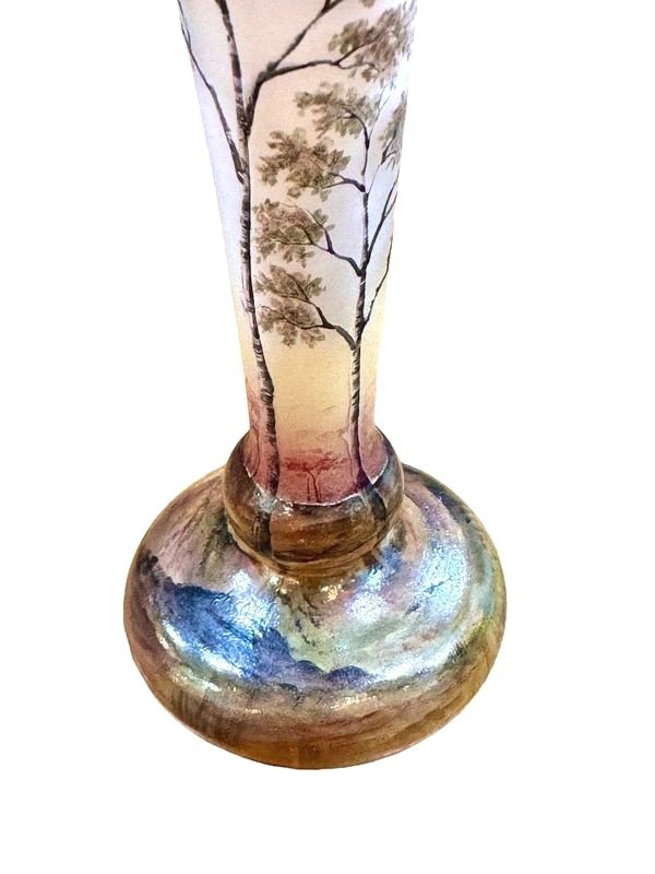 Daum Nancy Art Nouveau Vase "spring Landscape"-photo-1