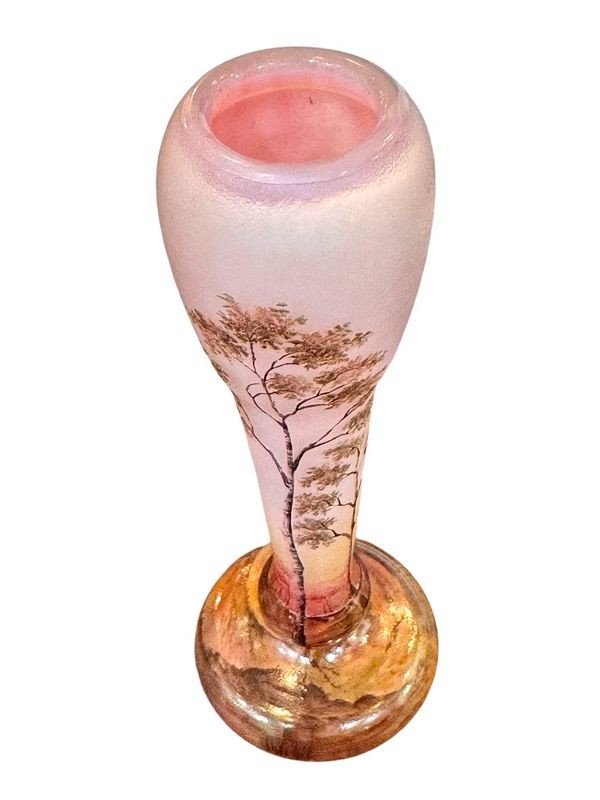 Daum Nancy Art Nouveau Vase "spring Landscape"-photo-2