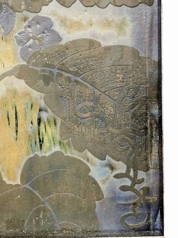 Emile Gallé Art Nouveau Wall Plaque "hydrangeas"-photo-3