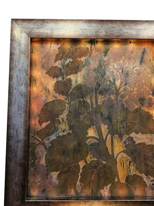 Emile Gallé Art Nouveau Wall Plaque "hydrangeas"-photo-4